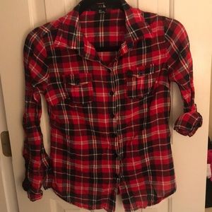 Red and black button-down flannel